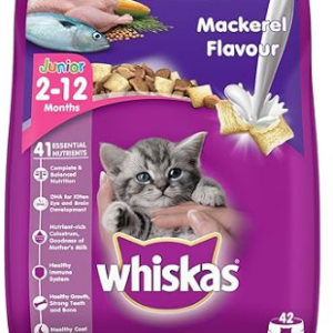 Whiskas Junior Mother Cat & Kitten (2-12 Months) Dry Cat Food, Mackerel Fish Flavour, 3 kg, Contains 41 Essential Nutrients, Complete & Balanced Nutrition for Mother Cats & Kittens