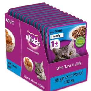 Whiskas Wet Cat Food for Adult Cats (1+Years), Tuna in Jelly Flavour