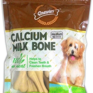 Gnawlers Calcium Milk Bones Dog Treats – Medium (12 Pieces), 270 gms