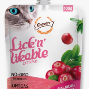 Sniff & Licks Gnawlers Lickable Salmon & Cranberry Wet Creamy Cat Treats With Assorted Flavours For Adult & Senior Cats, Healthy Cat Treat
