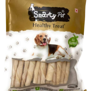 Milky white twisted chew sticks